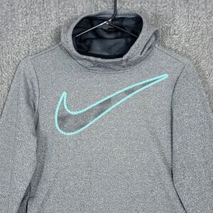 Nike Hoodie Girls XL Gray Therma Dri Fit Pullover Center Swoosh CJ4368-032